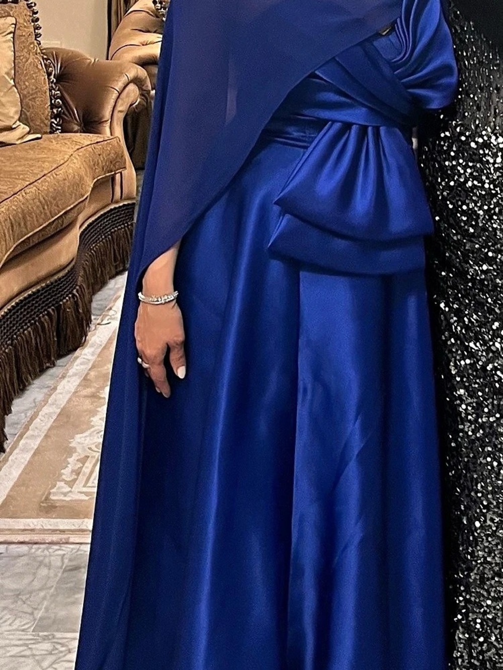 Blue Maxi Dress with a long cover scarf